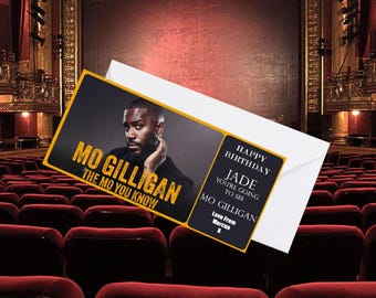 Comedy Show Gift Card Personalised Theatre Ticket Mo Gilligan Novelty
