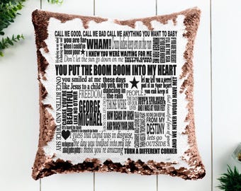 personalised George Michael lyrics Cushion MAGIC SEQUIN