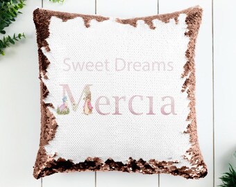 personalised Rabbit  Name   Cushion MAGIC SEQUIN