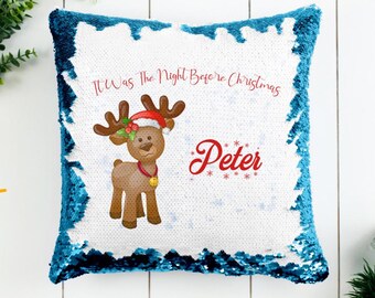personalised Night Before Christmas  Cushion MAGIC SEQUIN