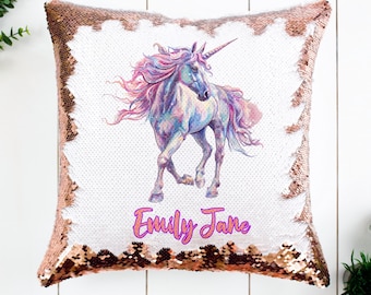 personalised Unicorn  Sequin Picture Cushion MAGIC SEQUIN