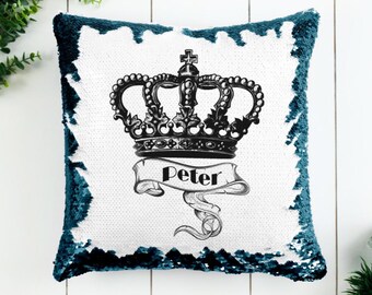personalised King Boyfriend  Cushion MAGIC SEQUIN