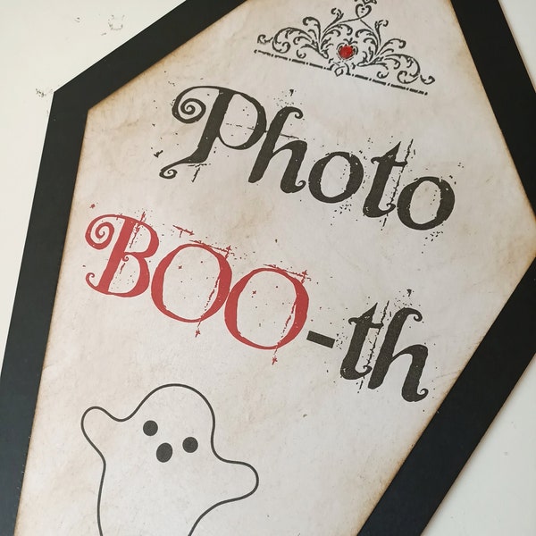 Photo Booth Schild, Boo Zeichen, Foto Requisiten Schild, Sarg Schilder, Halloween Foto Schild, Halloween Hochzeiten, Geist Schilder, Fledermäuse Schilder