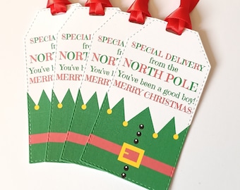 Elf Christmas Tags, North Pole Gift Tags, Kids Christmas Gifts, Child Gift Tags, Elves Gift Wrap, Special Delivery Tags
