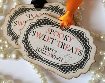 Halloween Tags, Treat Bag Tags, Spooky Treats, Spooky Sweet Tags, Candy Tags, Ghost Tags, Halloween Favours, Halloween Favors, Orange Tags