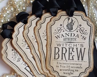 Halloween Tags, Witch's Brew Tags, Wine Bottle Labels, Prosecco Tags, Halloween Weddings