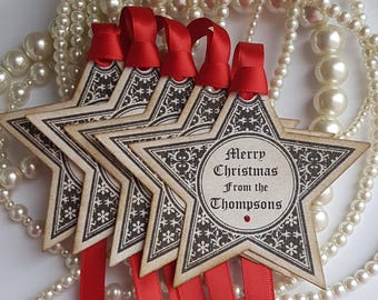 Christmas Star Tags, Christmas Gift Ideas, Christmas Presents, Christmas Decor, Xmas Gift Wrap, Custom Tags