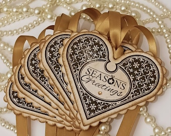 Gold Christmas Tags, Christmas Gifts, Christmas Hearts, Seasons Greetings, Rustic Christmas, Rustic Gift Tags, Xmas Gifts, Daughter Gifts