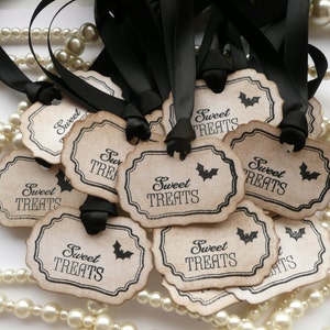 Halloween Favor Tags, Süße Leckereien, Vintage Style Tags, Halloween Hochzeit, Gothic Hochzeit Tags Bild 2