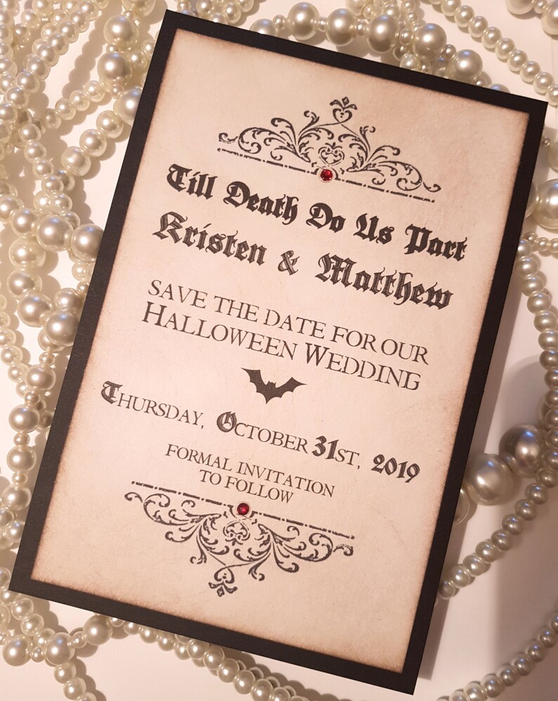 Save The Dates Halloween Save The Date Gothic Wedding Etsy
