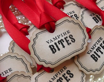 Vampire Bites, Halloween Favours, Halloween Wedding, Blood Red Ribbon