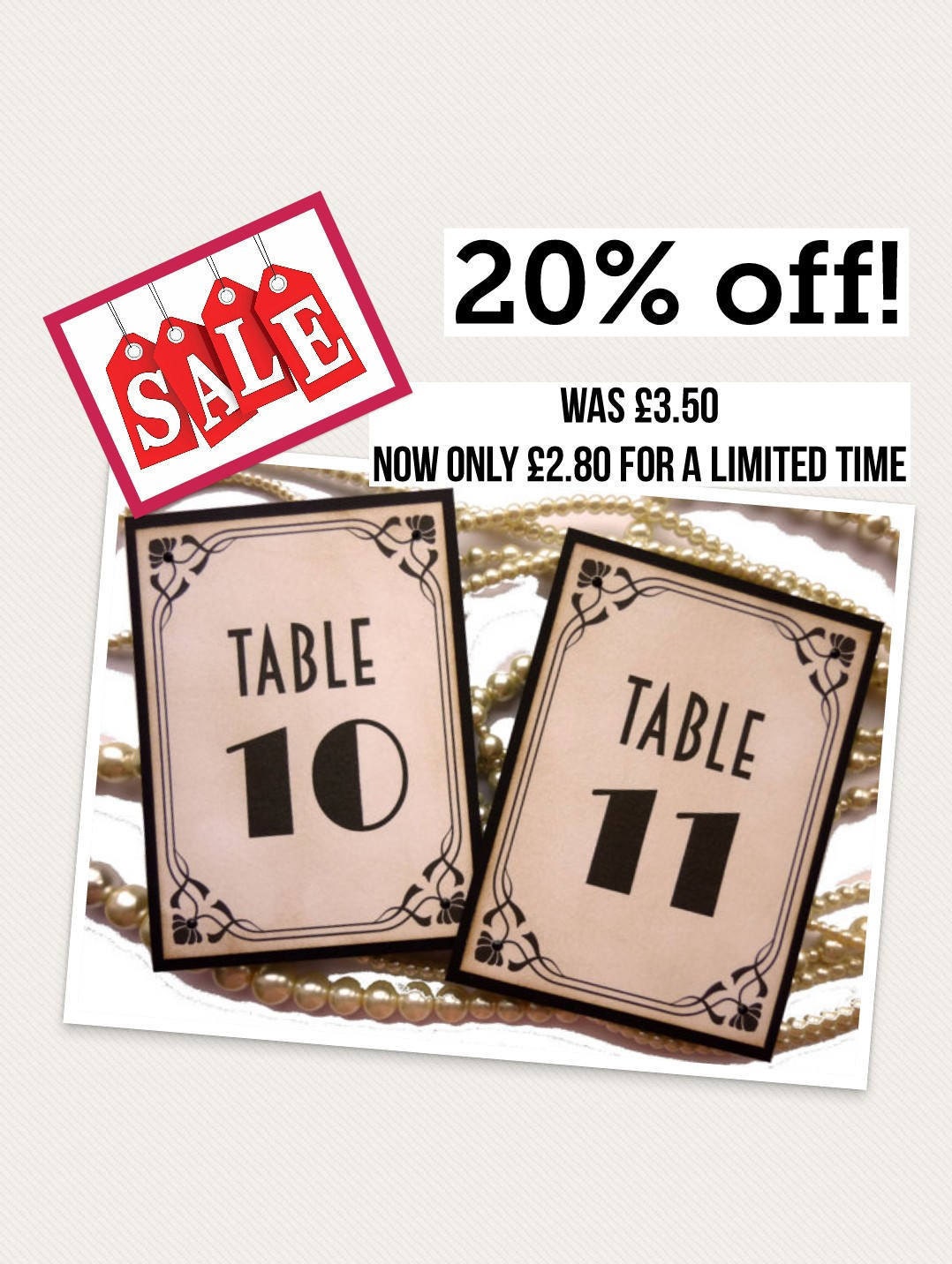 20% off Gatsby Table Numbers Hollywood Wedding 1920s Table | Etsy
