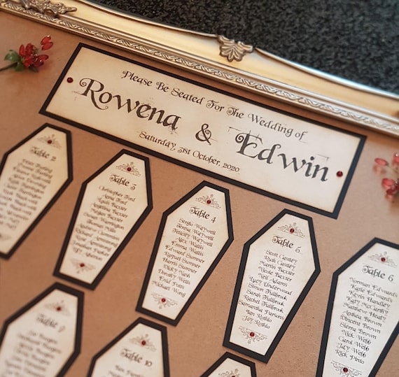 Coffin Table Plan Gothic Seating Chart Halloween Weddings Etsy