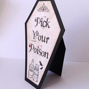 Gothic Bar Signs, Pick Your Poison, Coffin Signs, Halloween Bar Sign, Halloween Weddings, Gothic Decor, Coffins Signage image 4