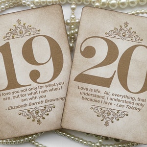 Quote Signs wedding Vintage quotes table numbers Gold wedding table numbers Gold Quote Table Numbers