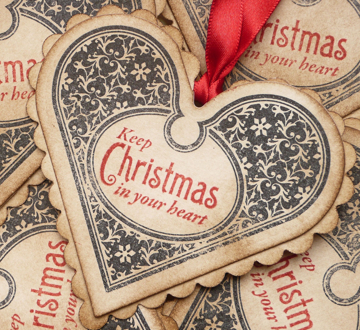 Christmas Vintage Hearts Gift Tags Etsy Luxury Tags Set of | Etsy