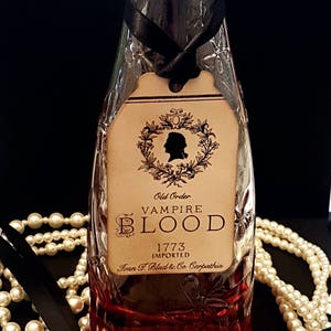 Vampire Blood Tags, Halloween Wedding, Love Potion Tags, Wine Bottle Label, Drink Me, Alcohol Tag