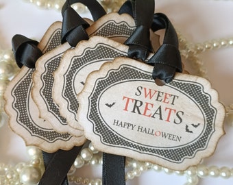 Halloween Tags, Treat Bag Tags, Spooky Treats, Spooky Sweet Tags, Candy Tags, Halloween Favours, Halloween Wedding Favors, Orange Tags