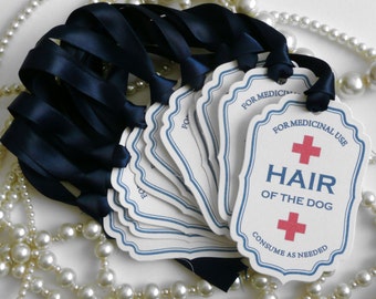 Bachelor Party, Bachelorette Party Tags, Navy and White, Hair of the Dog, Hangover Labels - Hen Night, Stag Do, Alcohol Favours, Drink Tags