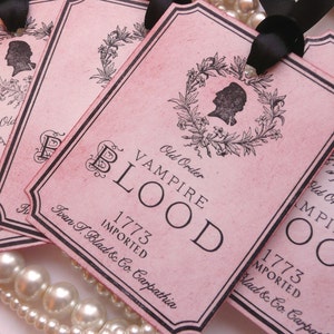 Bloedkaartjes vampier, wijnkaartjes halloween, gotische huwelijksgunsten, cadeaus Halloween-feest, Halloweenversieringen