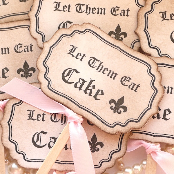 Pics à cupcakes roses, laissez-les manger du gâteau, toppers de cupcakes de mariage, décorations de cupcakes