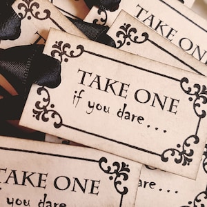 Halloween Tags, Take One If You Dare, Halloween Wedding, Halloween Favours, Black Wedding, Gothic Favours
