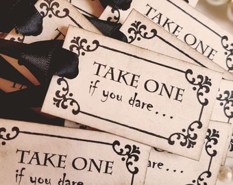 Halloween Tags, Take One If You Dare, Halloween Wedding, Halloween Favours, Black Wedding, Gothic Favours