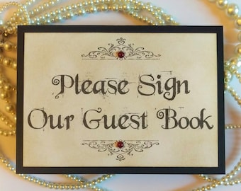 Wedding Signs, Guest Book Sign, Gothic Wedding Signs, Halloween Wedding, Black Wedding Decor, Sign The Guestbook