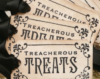 Halloween Tags, Treacherous Treats, Black Wedding, Gothic Favours