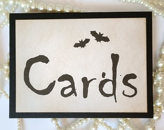 Gothic Wedding Decor, Cards Signs, Bat Wedding Signs, Halloween Wedding Signs, Black Wedding Decor, Cards Banners