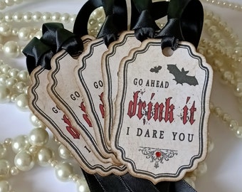 Gothic Wedding Tags, Halloween Wedding, Gothic Favour Tags, Drink Me Favour Tags, Poison Drink Tags, Drink it I dare you