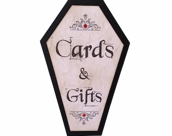 Gothic Cards Signs, Cards Sign, Coffin Signs, Halloween Sign, Halloween Weddings, Gothic Decor, Coffins Signage, Black Wedding Decor