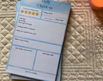 Daily Recovery Check-In Notepad | Sobriety Journal Pad | Addiction Planner