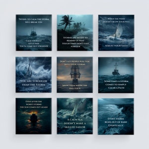 Weather the Storm - Motivational Quote Magnet Bundle (Set of 9) 2x2 Inch Magnets – Perfect for Mindfulness and Encouragement Gifts