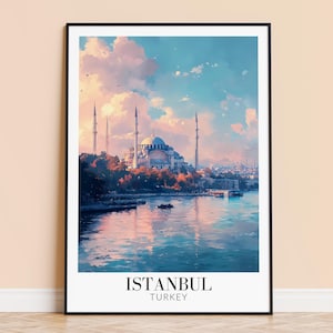 Istanbul Print – Turkey Travel Wall Art, Istanbul City Poster, Framed or Unframed Home Decor, Wedding and Housewarming Gift, Personalised