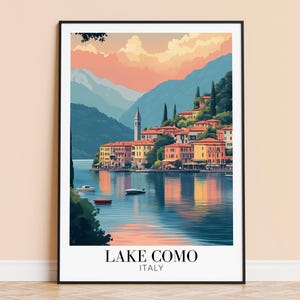 Comer See Druck - Italien Wand Kunst Poster, Comer See Reise Druck, Home Decor, Hochzeit & Einweihungsgeschenk, gerahmt oder ungerahmt, personalisiert