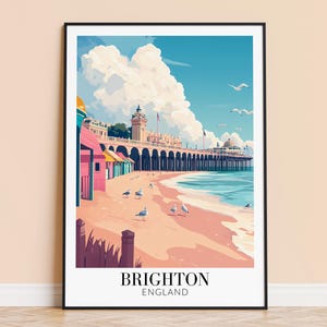 Brighton Print – England Travel Wall Art, Brighton City Poster, Framed or Unframed Home Decor, Wedding and Housewarming Gift, Personalised
