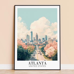 Atlanta Print – USA Travel Wall Art, Atlanta City Poster, Framed or Unframed Home Decor, Wedding and Housewarming Gift, Personalised