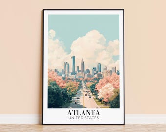 Atlanta City Skyline Poster – USA Travel Art, Home Decor