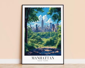 Manhattan Skyline Art Print – New York Travel Poster