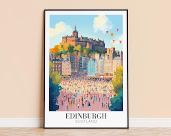Edinburgh Castle Print – Scotland Travel Poster, Home Decor