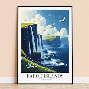 Färöer-Inseln Poster - Färöer-Inseln Reise-Wandbehang - Dekoration - Geschenk für Kunstliebhaber