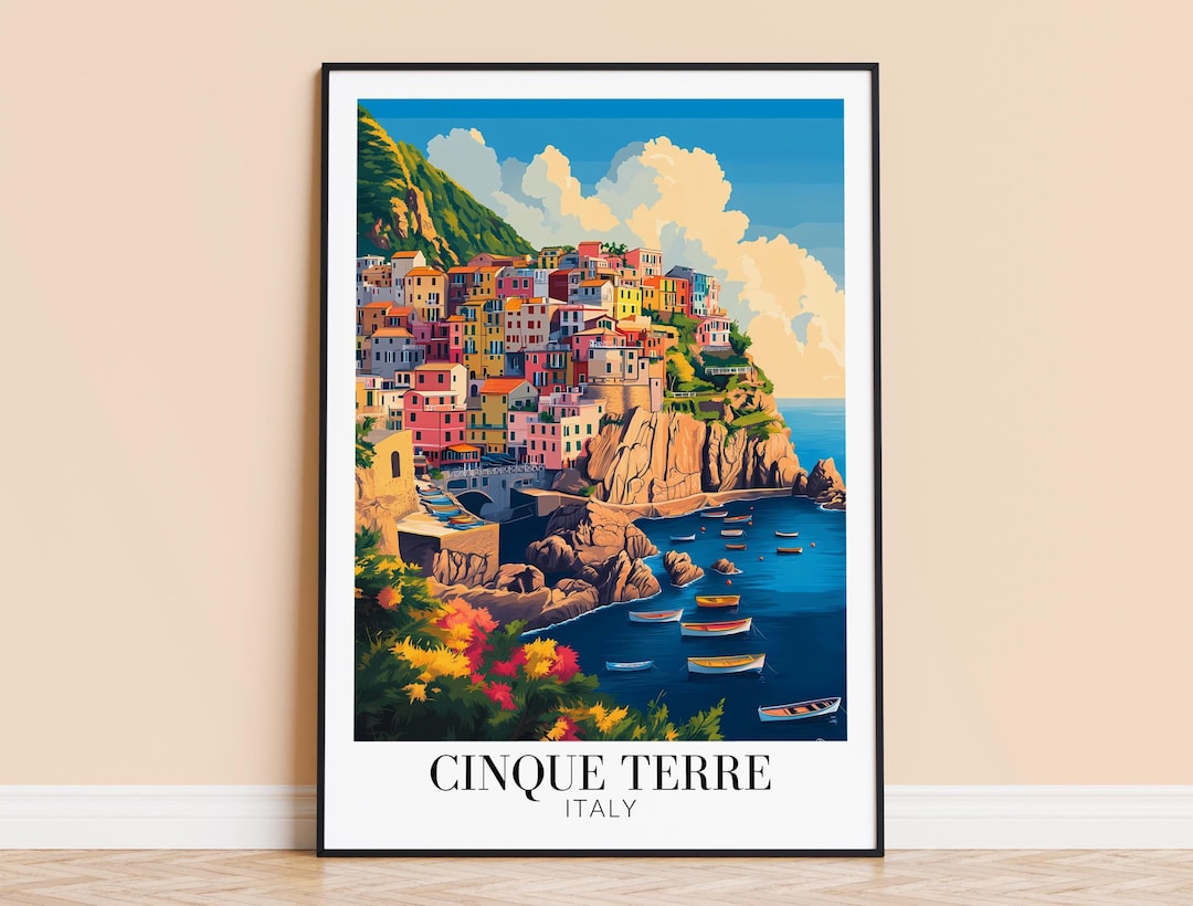Cinque Terre Italy Art Print – Travel Poster, Coastal Village - Etsy