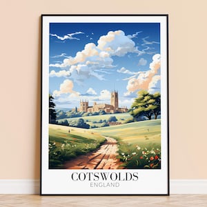 Cotswolds Print – England Travel Wall Art, Cotswolds Poster, Framed or Unframed Home Decor, Wedding and Housewarming Gift, Personalised