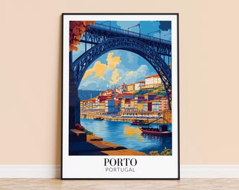 Lámina de Oporto, Portugal – Río Duero, Póster de viaje, Regalo personalizado