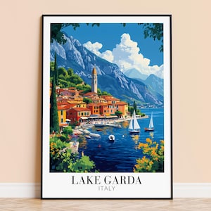 Lake Garda Print – Italy Wall Art Poster, Lake Garda Travel Poster, Home Decor, Wedding Housewarming Gift, Framed or Unframed, Personalised