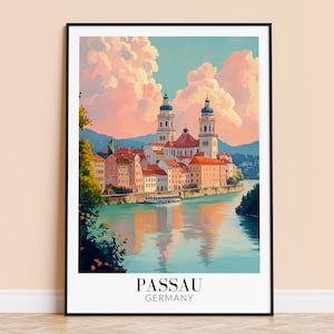Passau Print – Germany Wall Art Poster, Bavarian Travel Print, Home Decor, Wedding & Housewarming Gift, Framed or Unframed, Personalised