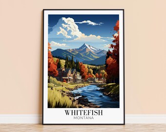 ホワイトフィッシュプリント - USAウォールアートポスター、モンタナ