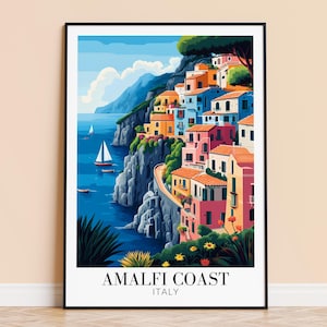 Amalfi Coast Print – Italy Travel Wall Art, Amalfi Coast Poster, Framed or Unframed Home Decor, Wedding and Housewarming Gift, Personalised