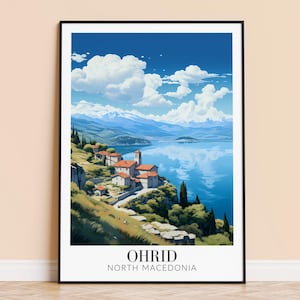 Ohrid Print – North Macedonia Wall Art Poster, Balkan Travel Print, Home Decor, Wedding Housewarming Gift, Framed or Unframed, Personalised
